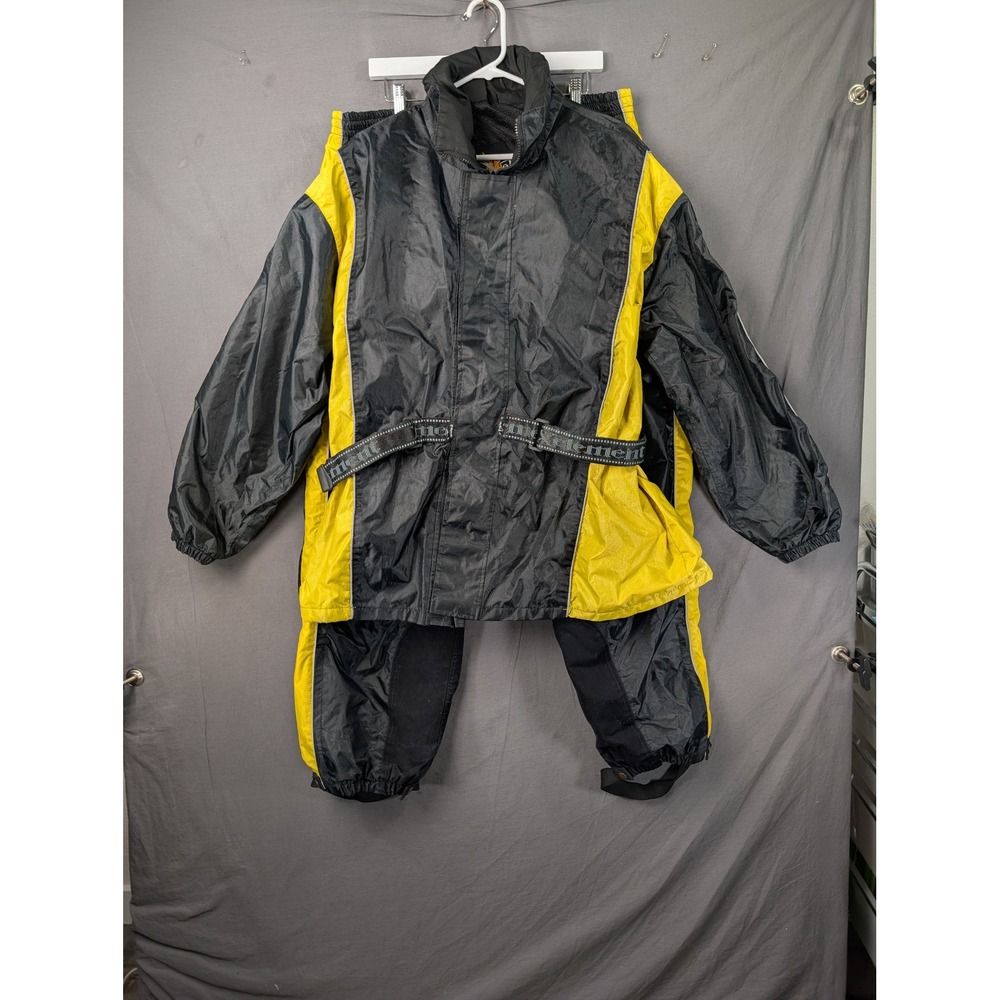 Xelement Advanced Motorcycle Gear Rain Suit Mens Medium Black Yellow 2 Piece